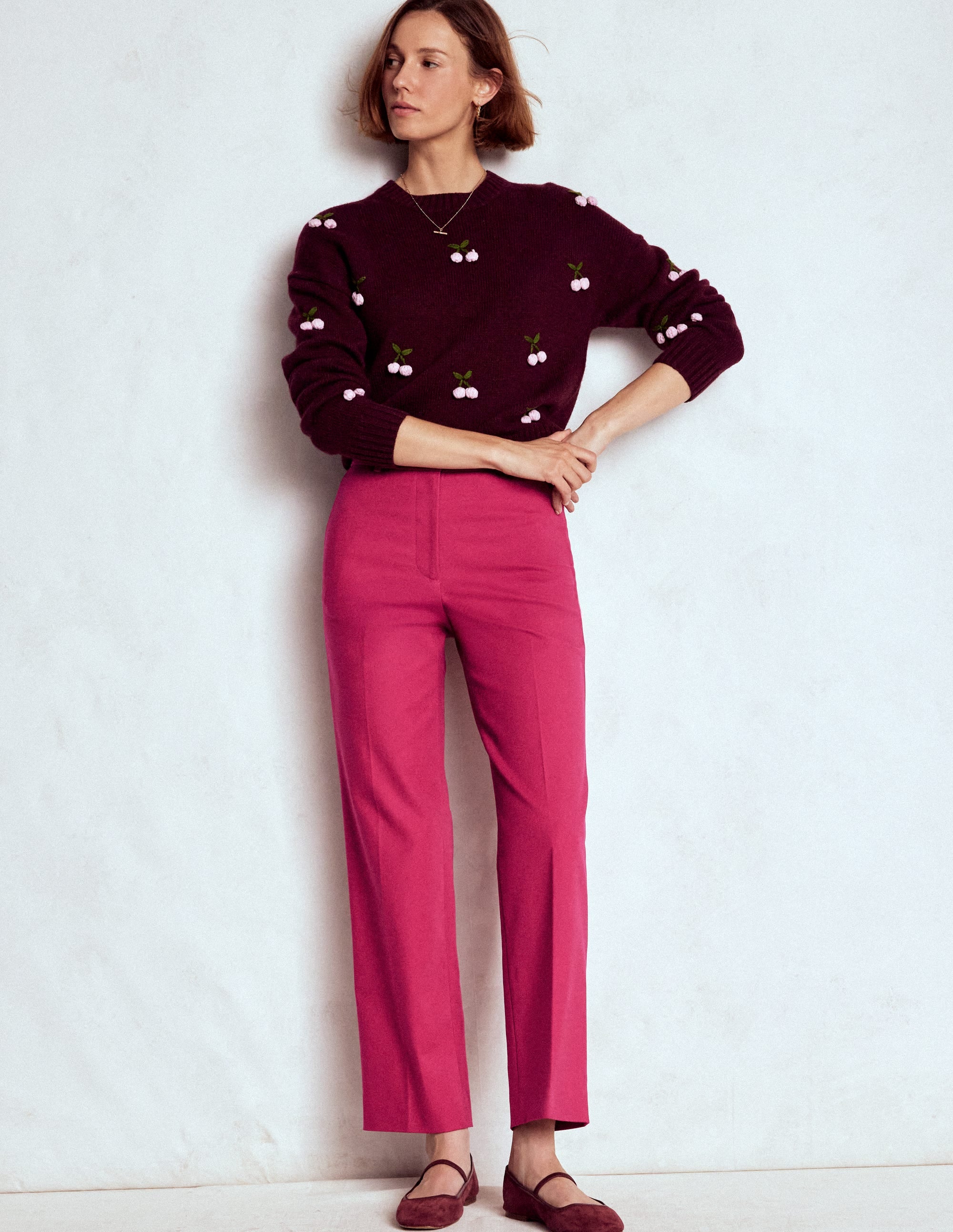 Canonbury Cotton 7/8 Pants-Bright Cherry - Image 1