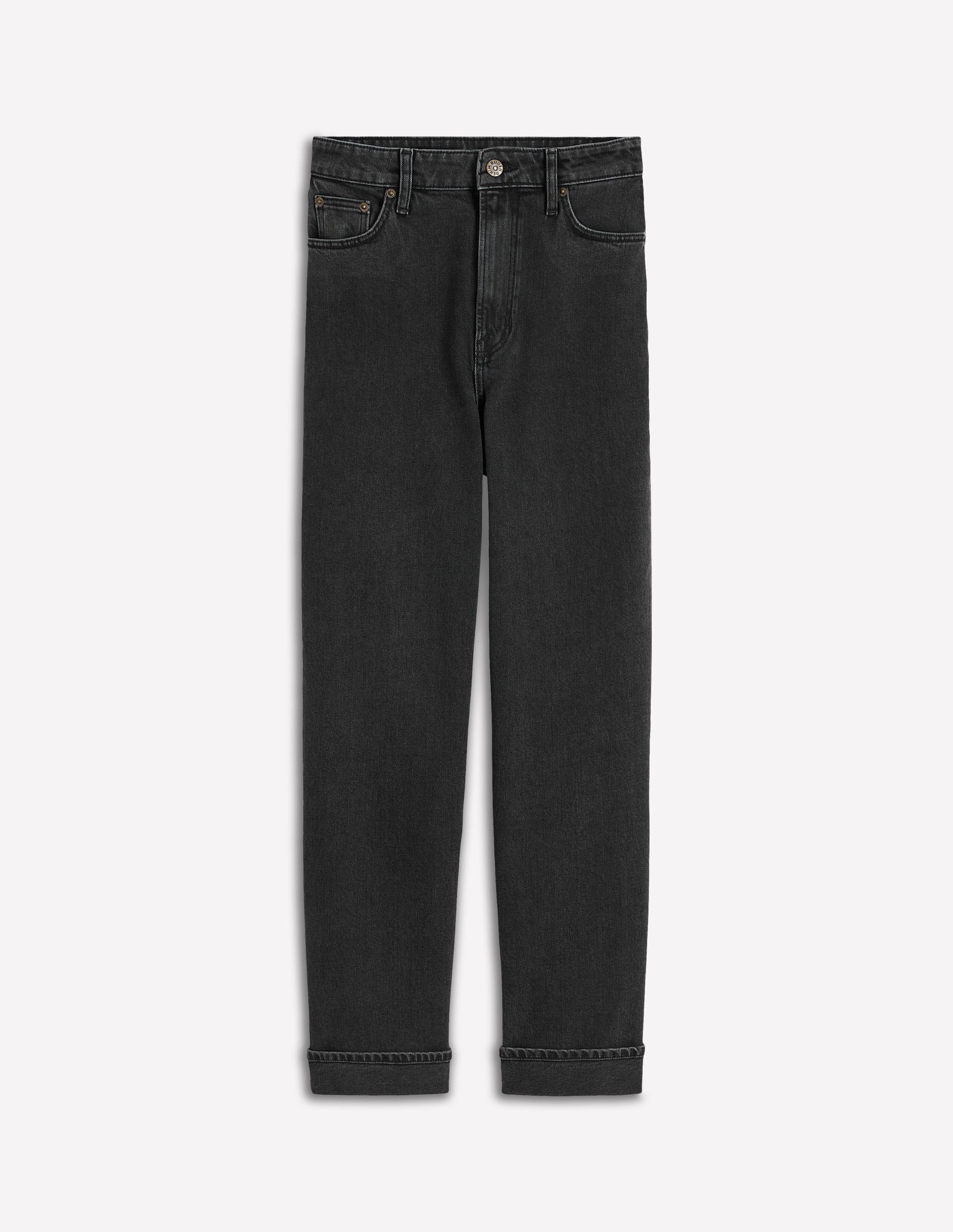 Mid Rise Straight Leg Jeans-Washed Black-6