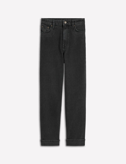 Mid Rise Straight Leg Jeans-Washed Black-6