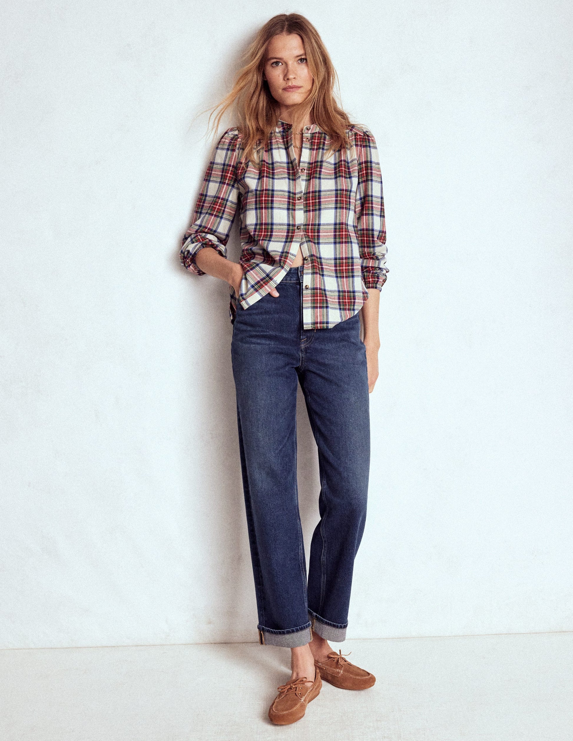 Mid Rise Straight Leg Jeans-Dark Vintage-1