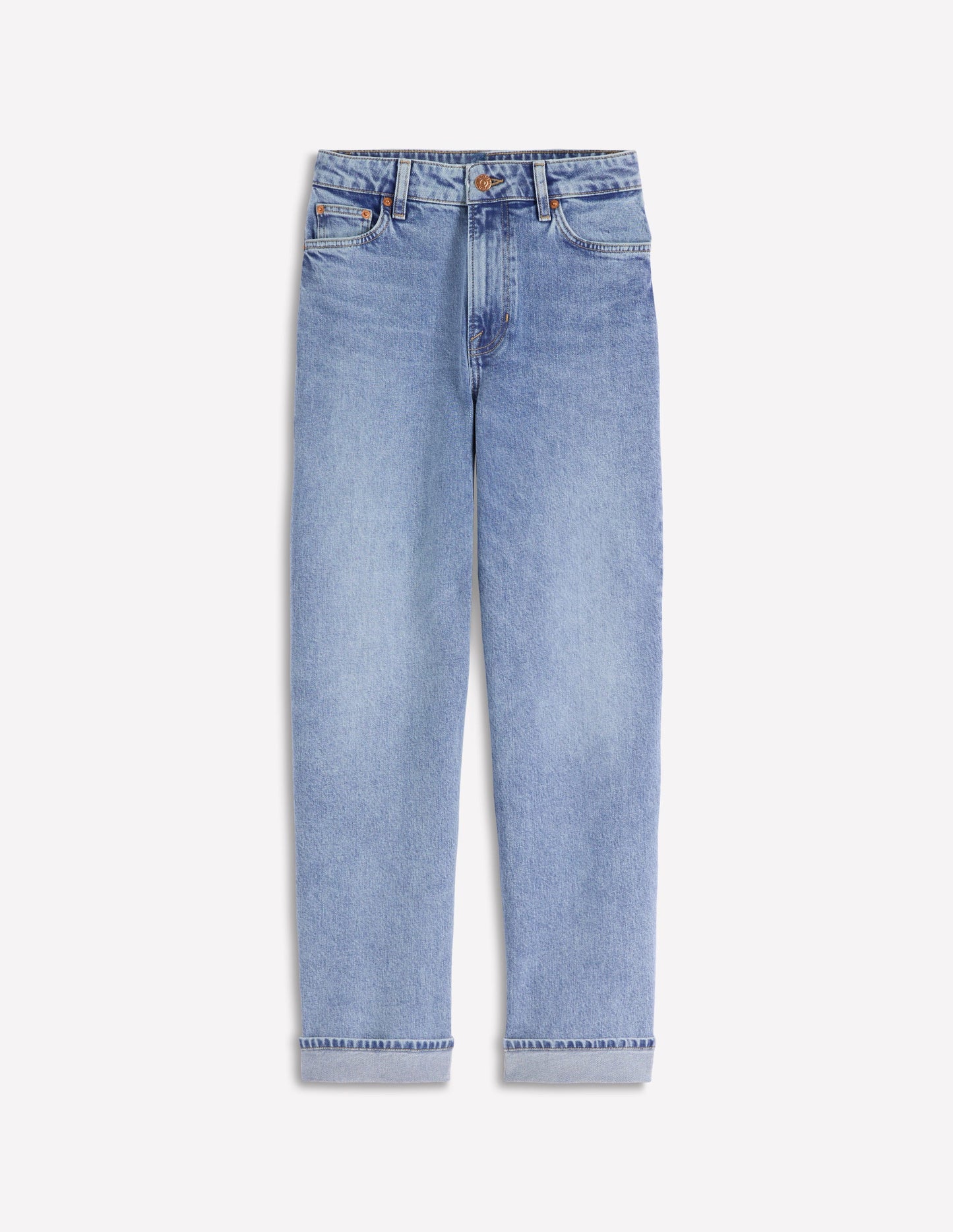 Mid Rise Straight Leg Jeans-Light Vintage