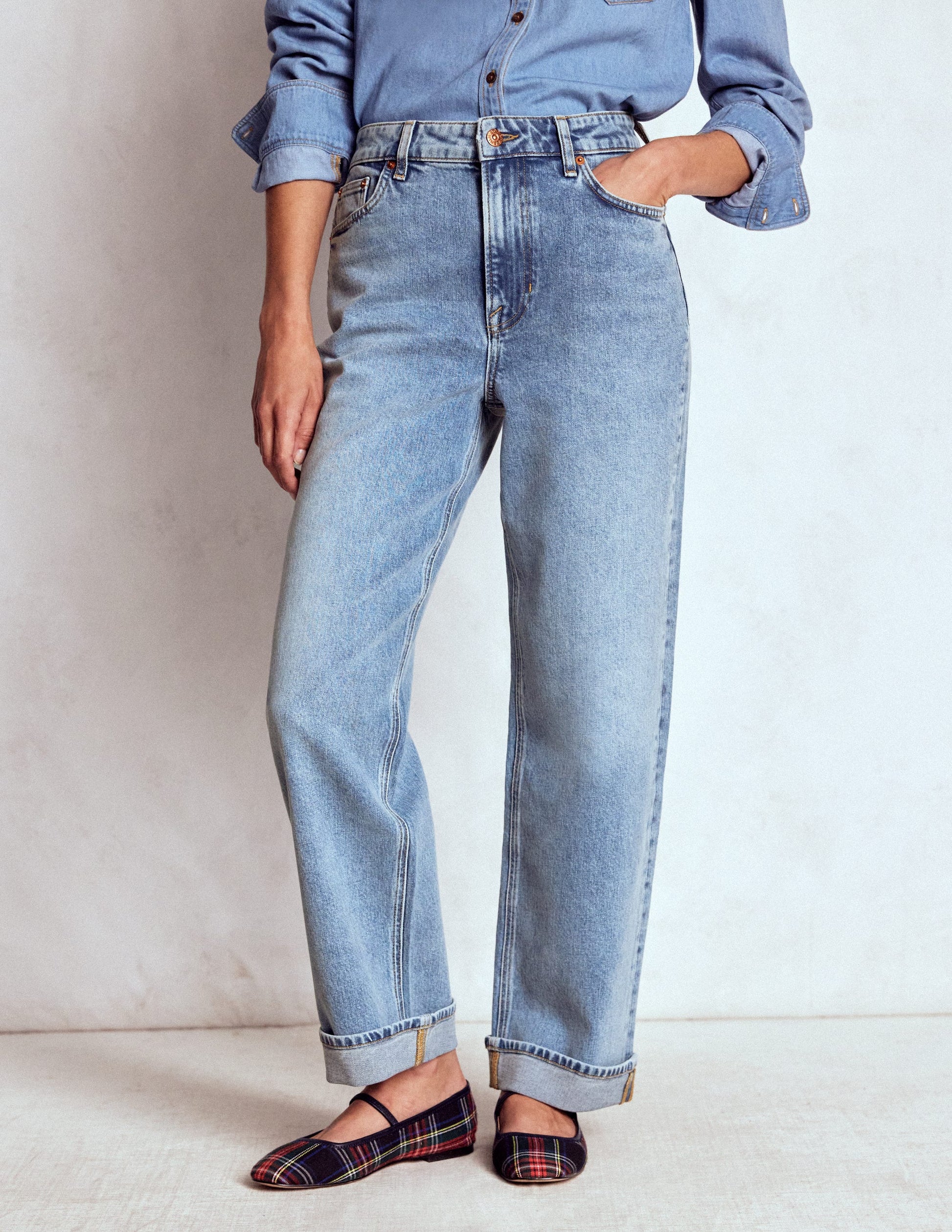 Mid Rise Straight Leg Jeans-Light Vintage-1