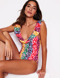 Evia Ruffle Swimsuit-Multi, Ornate Vine Hotch