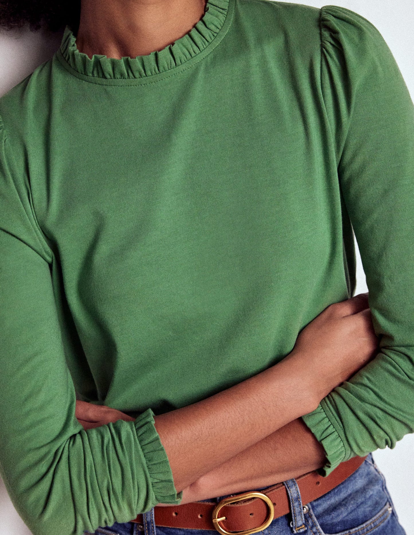 Supersoft Frill Detail Top-Newt Green