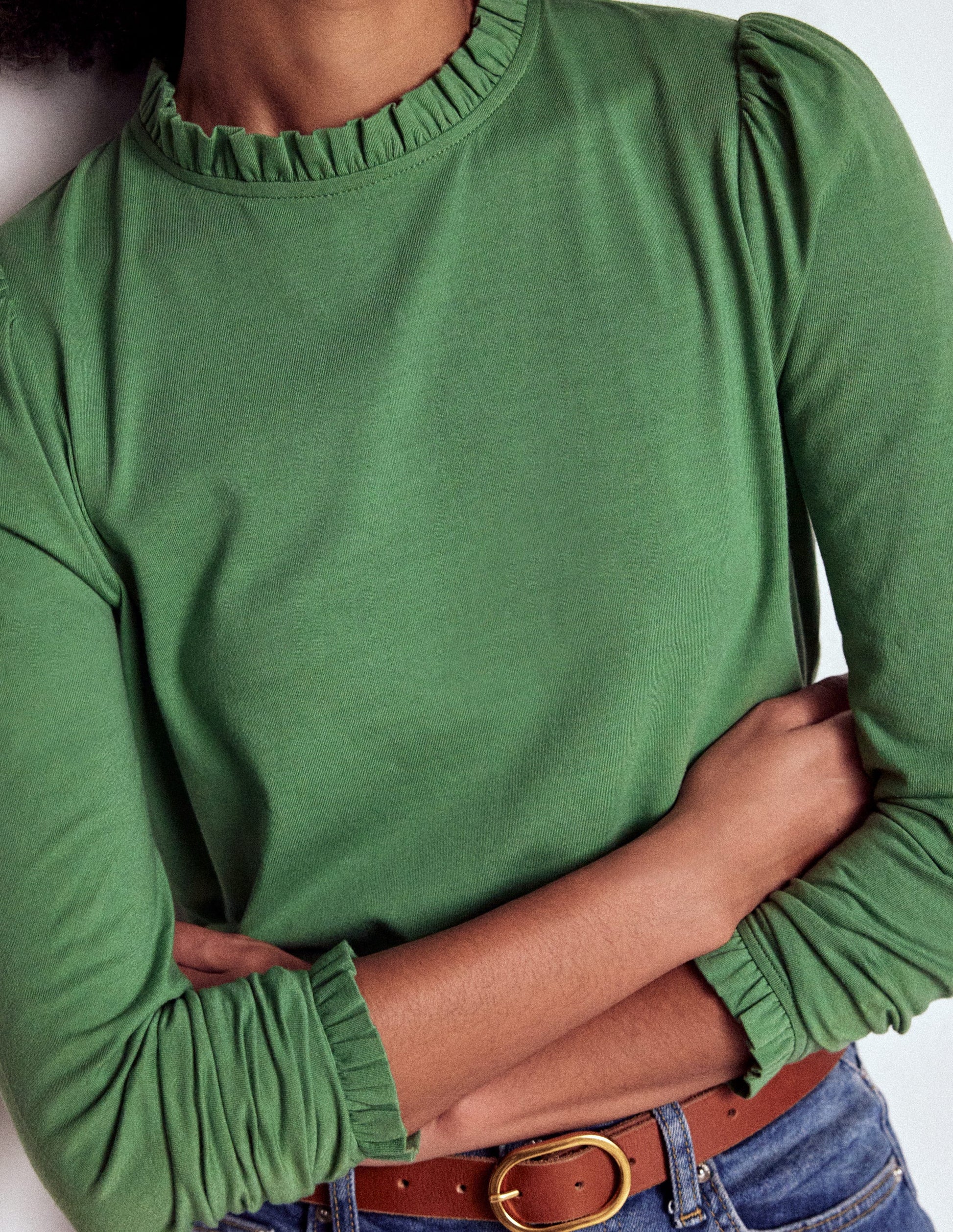 Supersoft Frill Detail Top-Newt Green-2