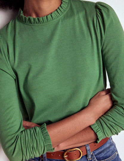 Supersoft Frill Detail Top-Newt Green-2