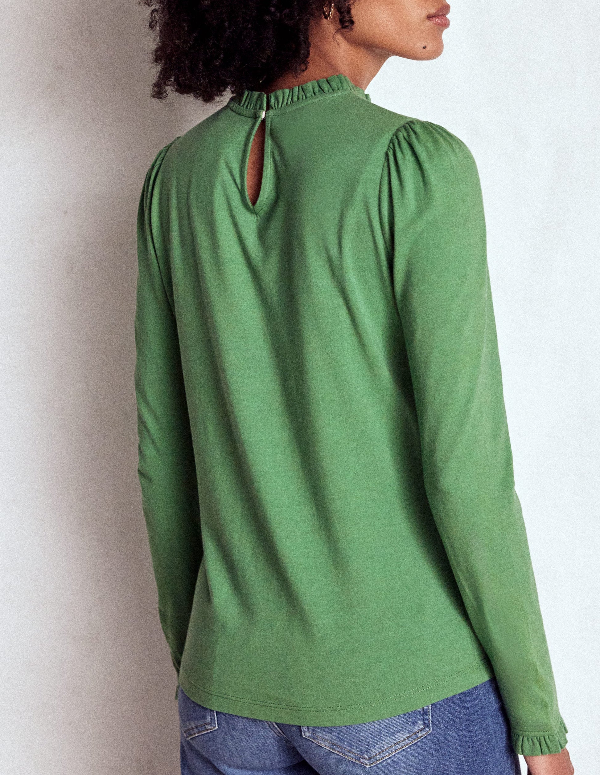 Supersoft Frill Detail Top-Newt Green-3