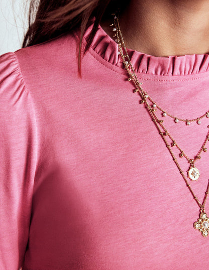 Supersoft Frill Detail Top-Formica Pink-2