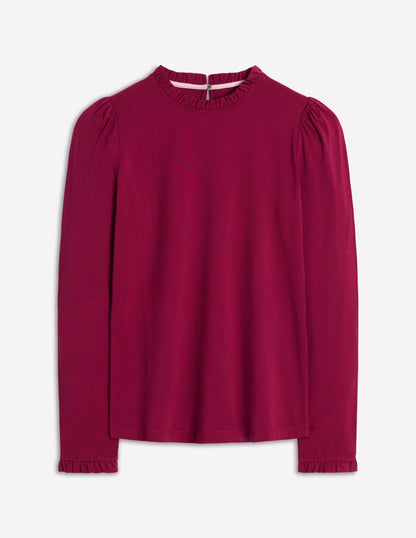 Supersoft Frill Detail Top-Burgundy Red-6
