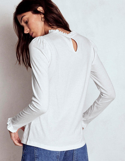 Supersoft Frill Detail Top-White-3