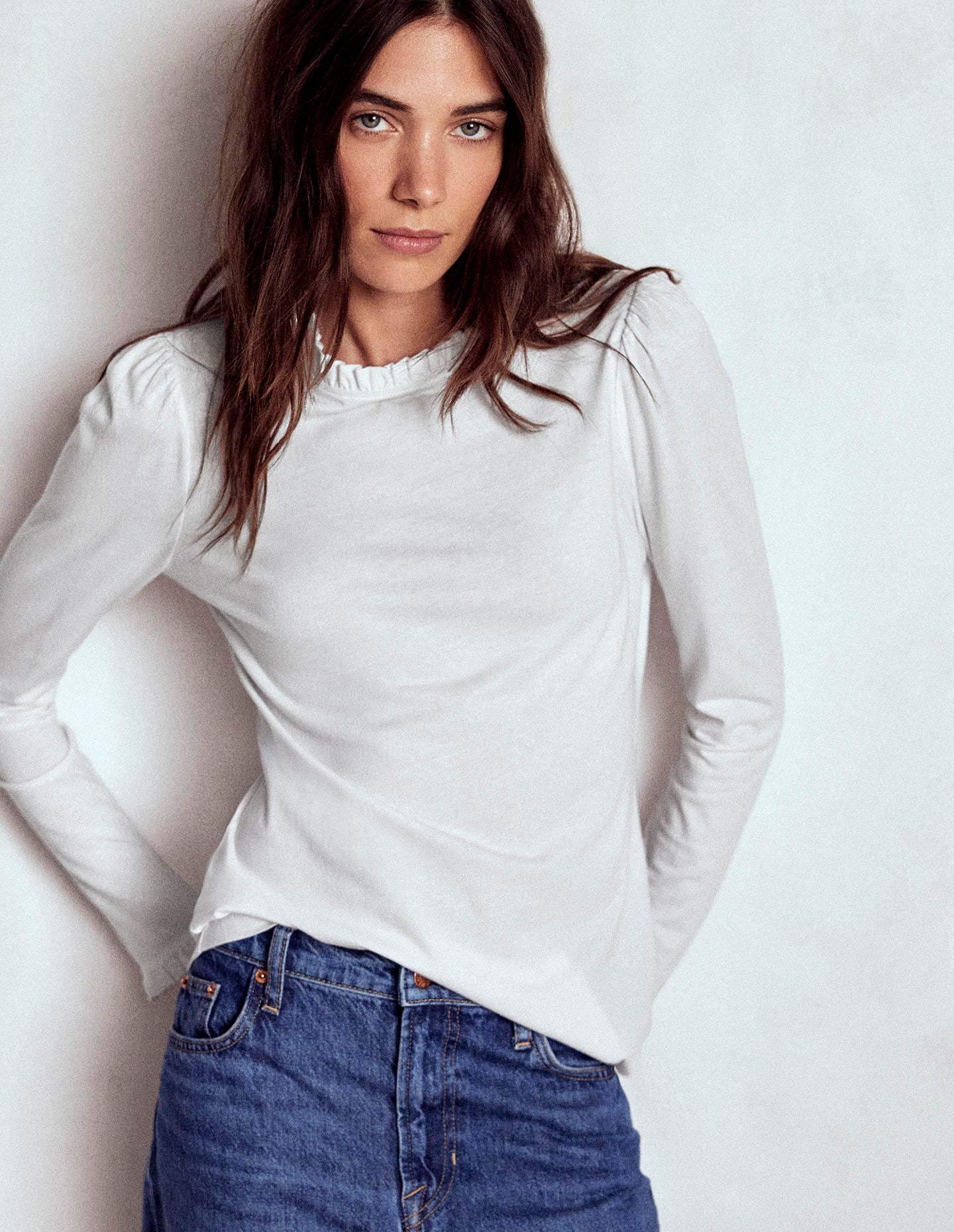 Supersoft Frill Detail Top-White-4