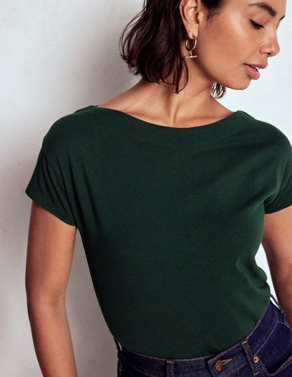 Supersoft Boat Neck T-Shirt-Green Pine-1