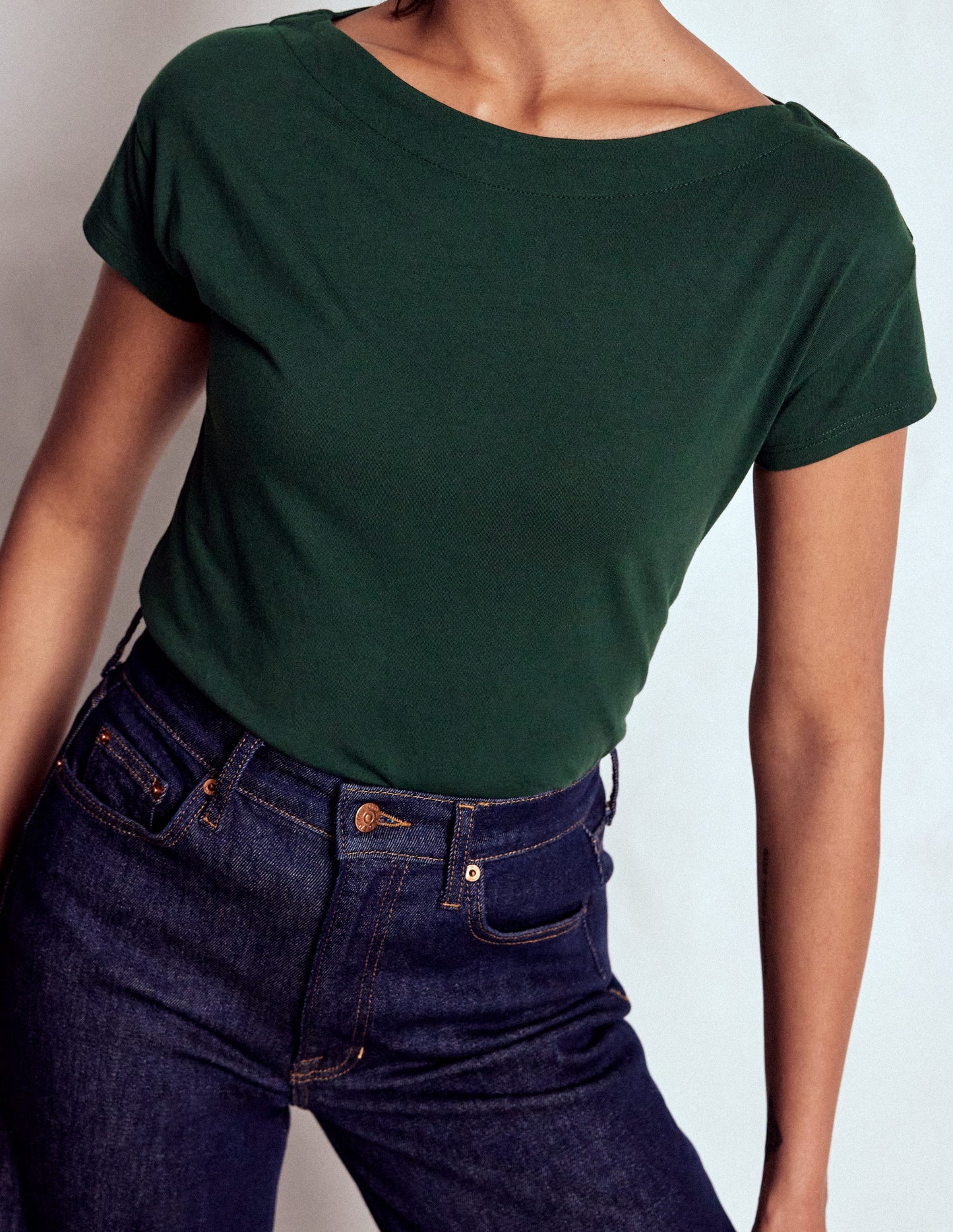 Supersoft Boat Neck T-Shirt-Green Pine