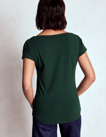 Supersoft Boat Neck T-Shirt-Green Pine-3