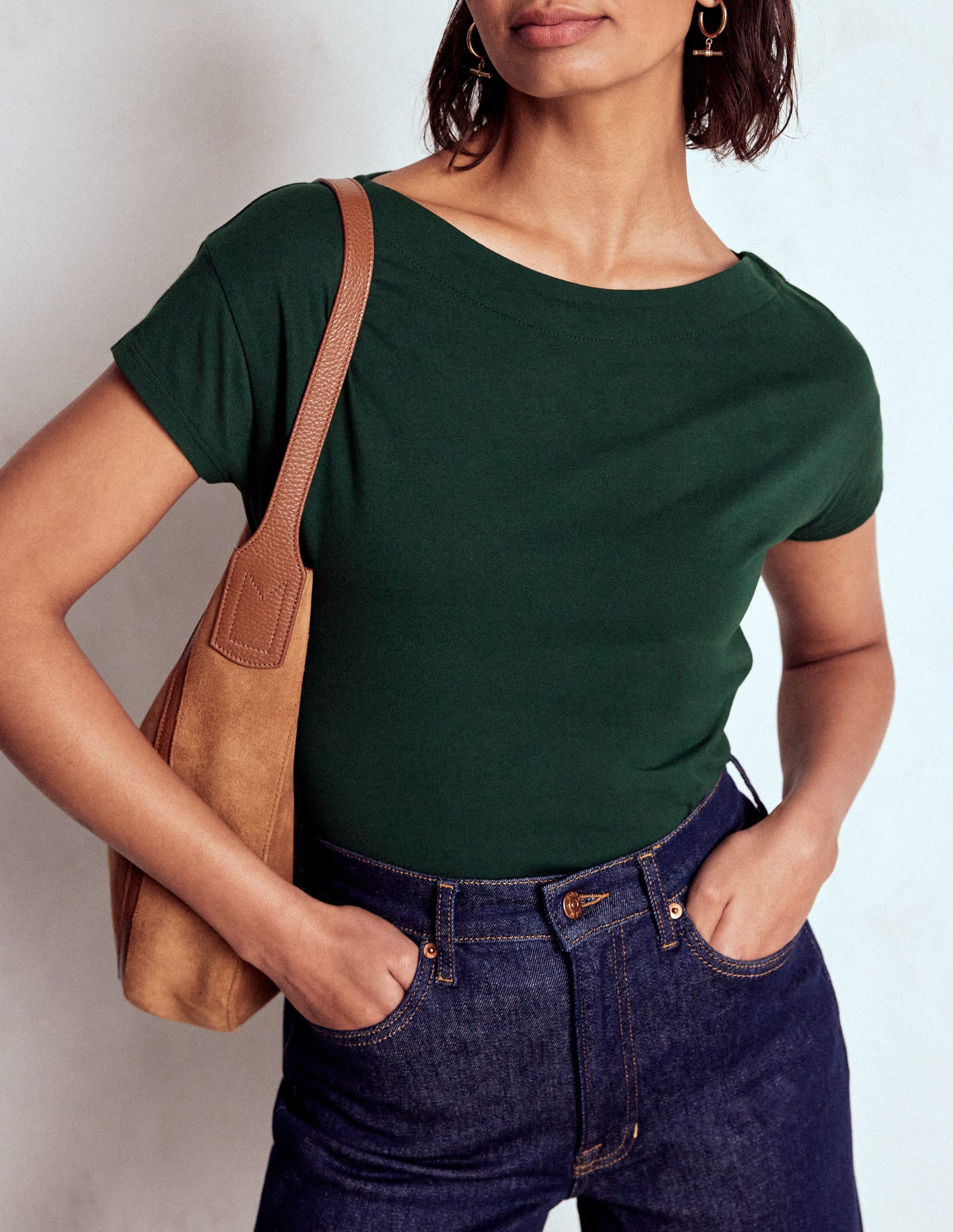 Supersoft Boat Neck T-Shirt-Green Pine-4