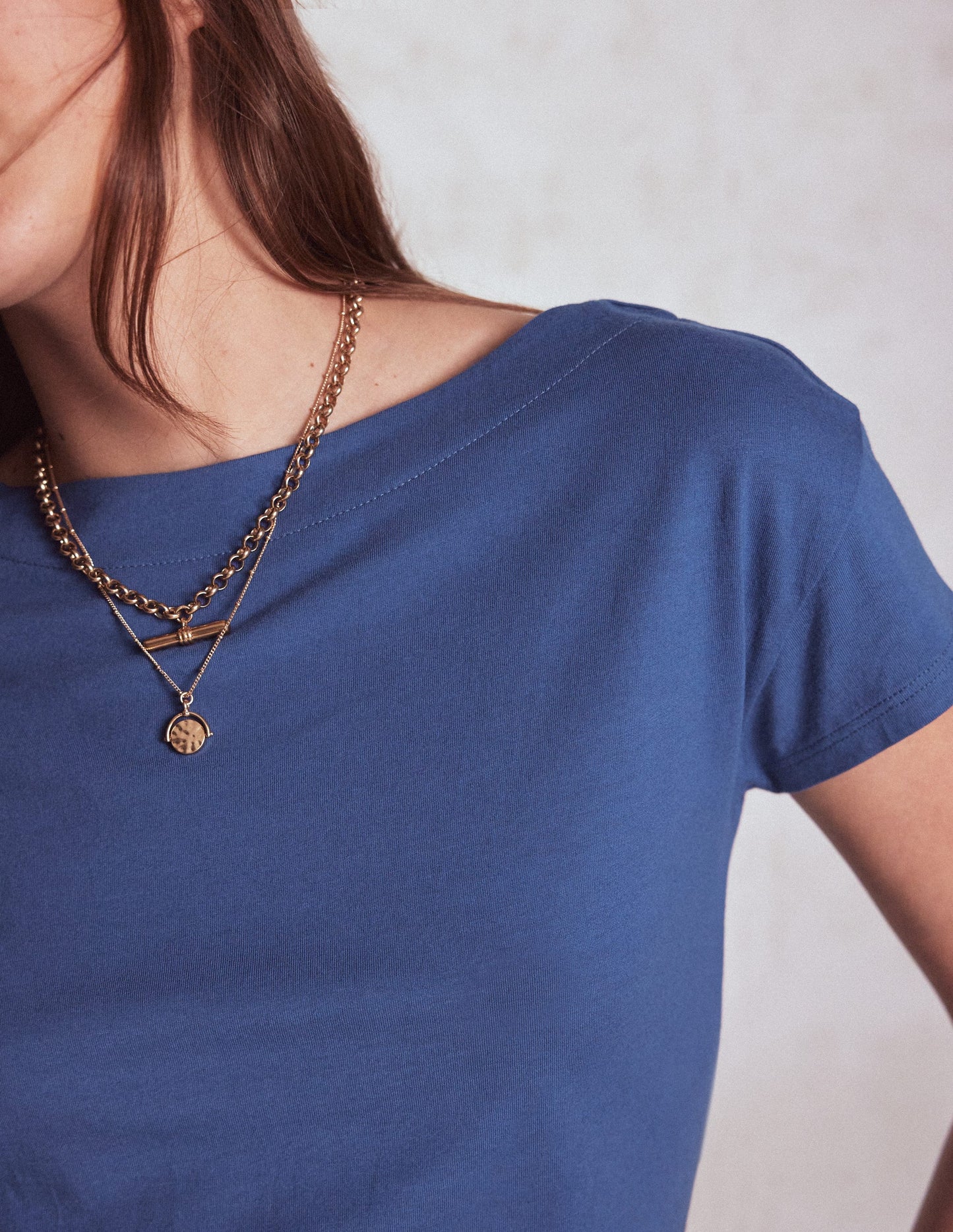 Supersoft Boat Neck T-Shirt-Denim Blue