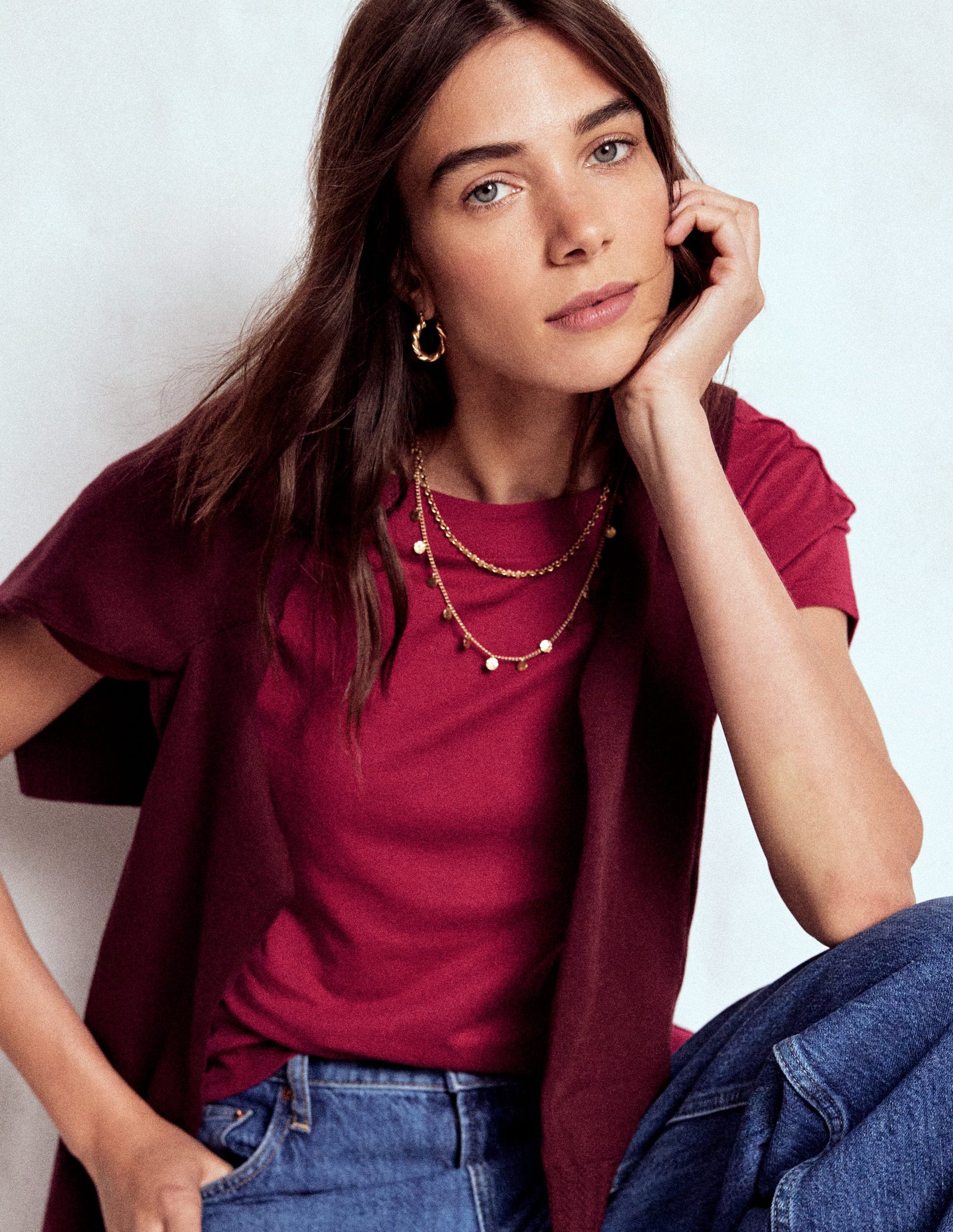 Supersoft Boat Neck T-Shirt-Burgundy Red-4