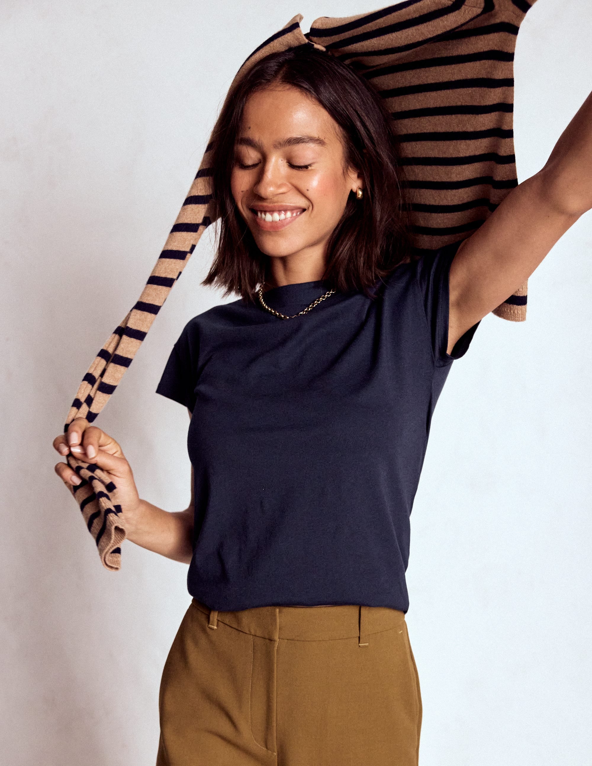 Supersoft Boat Neck T-Shirt-Navy - Image 1