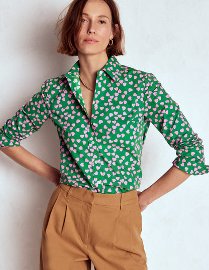 Sienna Cotton Shirt-Highland Green, Heart Cascade-4