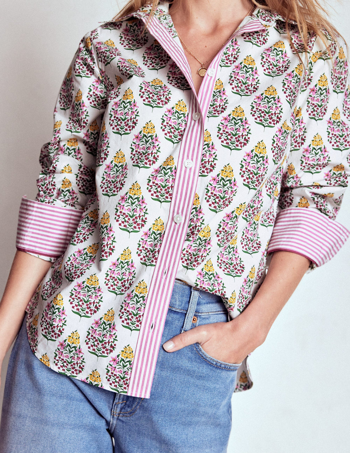 Sienna Cotton Shirt-Multi, Wildflower Bouquet - Image 2