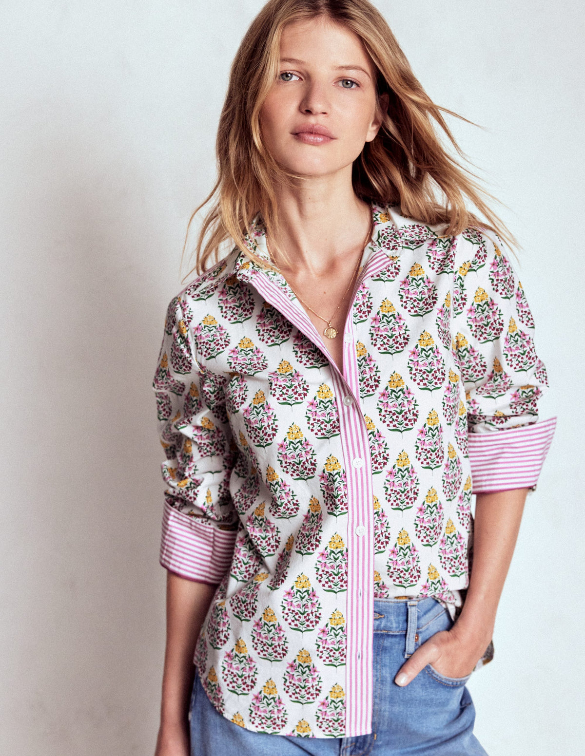Sienna Cotton Shirt-Multi, Wildflower Bouquet - Image 4