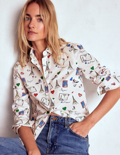 Sienna Cotton Shirt-Ivory, Postcard from Paris-1