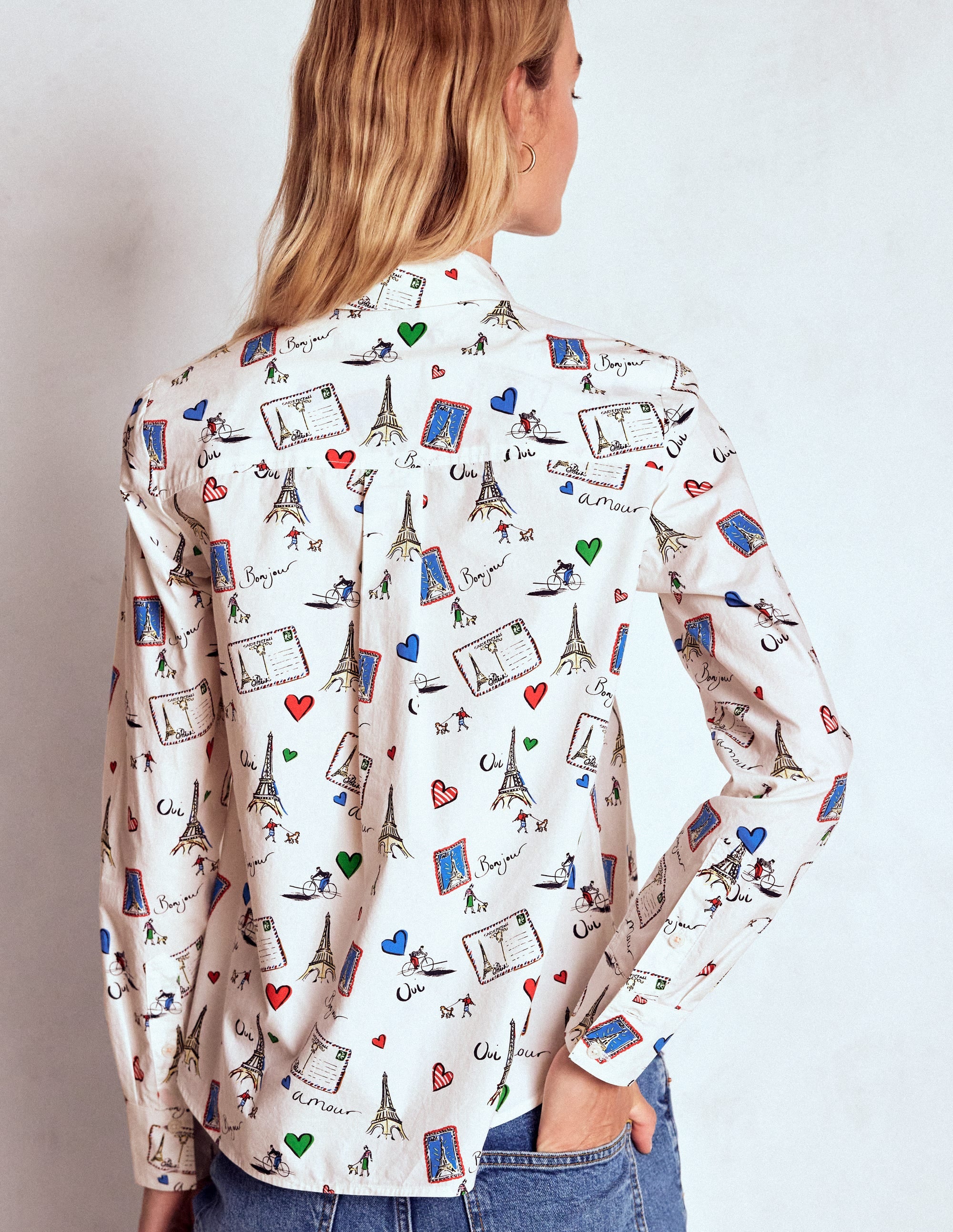 Sienna Cotton Shirt-Ivory, Postcard from Paris - Image 3