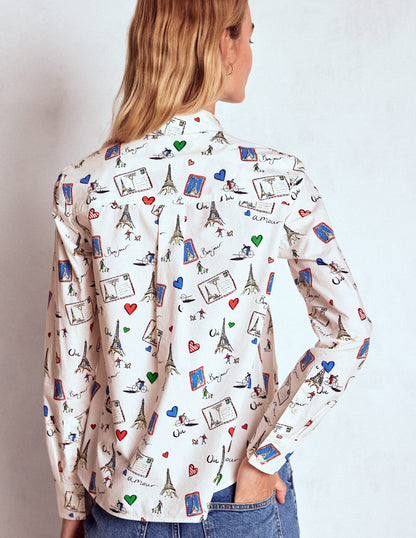 Sienna Cotton Shirt-Ivory, Postcard from Paris-3