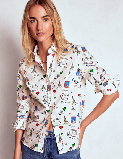 Sienna Cotton Shirt-Ivory, Postcard from Paris-4