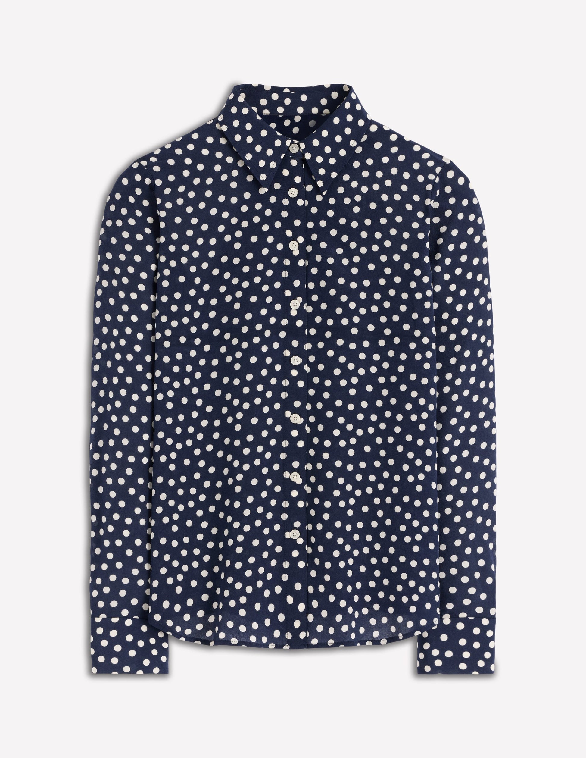 Sienna Silk Shirt-French Navy, Painted Dot-6