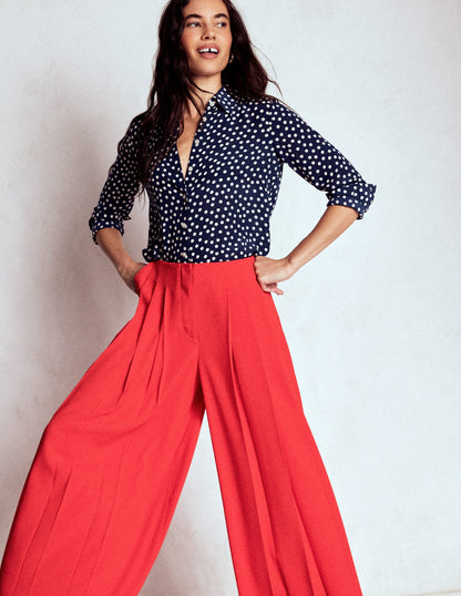 Sienna Silk Shirt-French Navy, Painted Dot-1