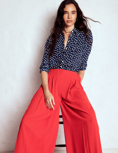 Sienna Silk Shirt-French Navy, Painted Dot-5