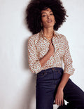 Saskia Stretch Cotton Shirt-Cognac, Painted Dot