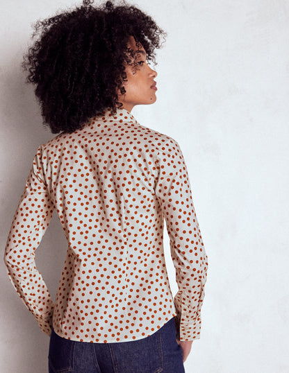 Saskia Stretch Cotton Shirt-Cognac, Painted Dot-3