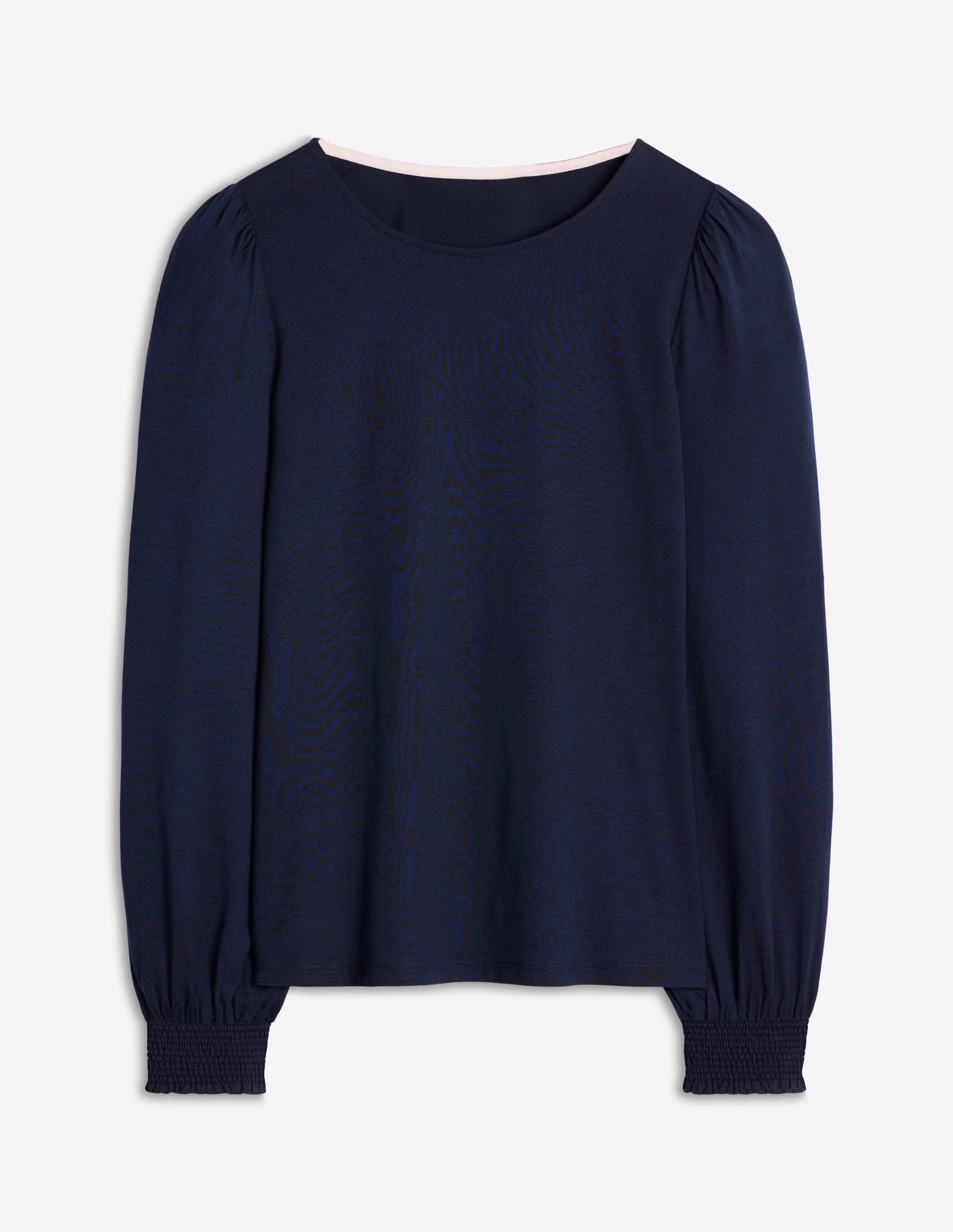 Smocked Cuff Supersoft Top-Navy - Image 5