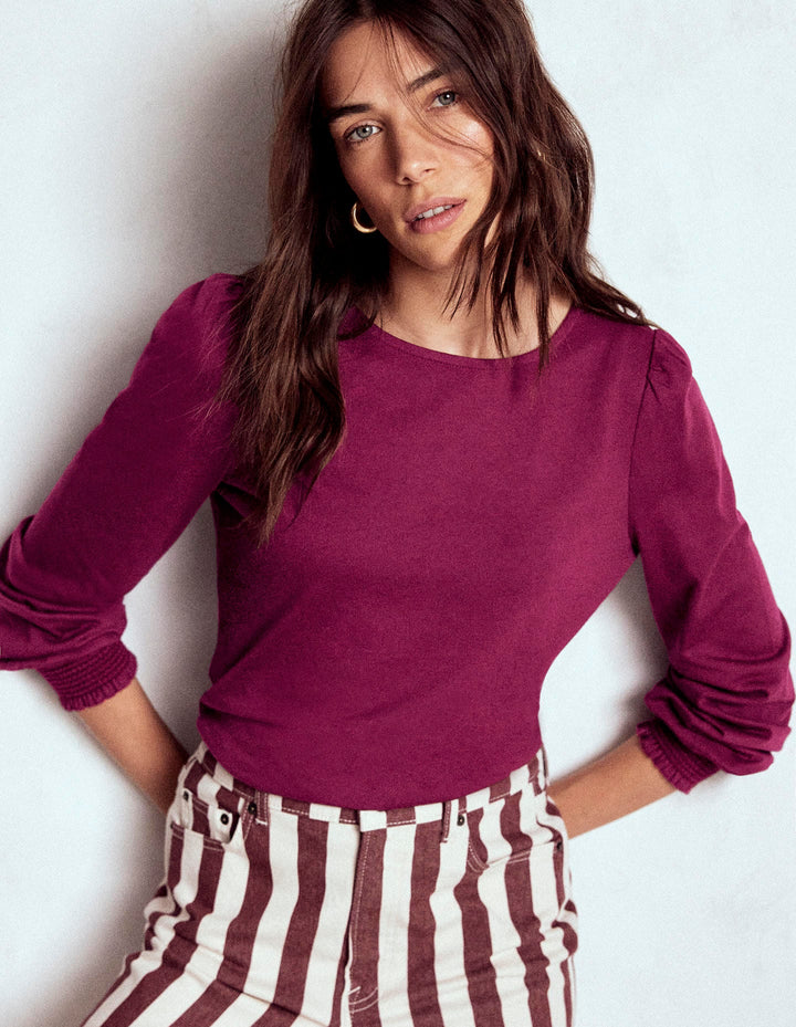 Smocked Cuff Supersoft Top-Deep Wisteria