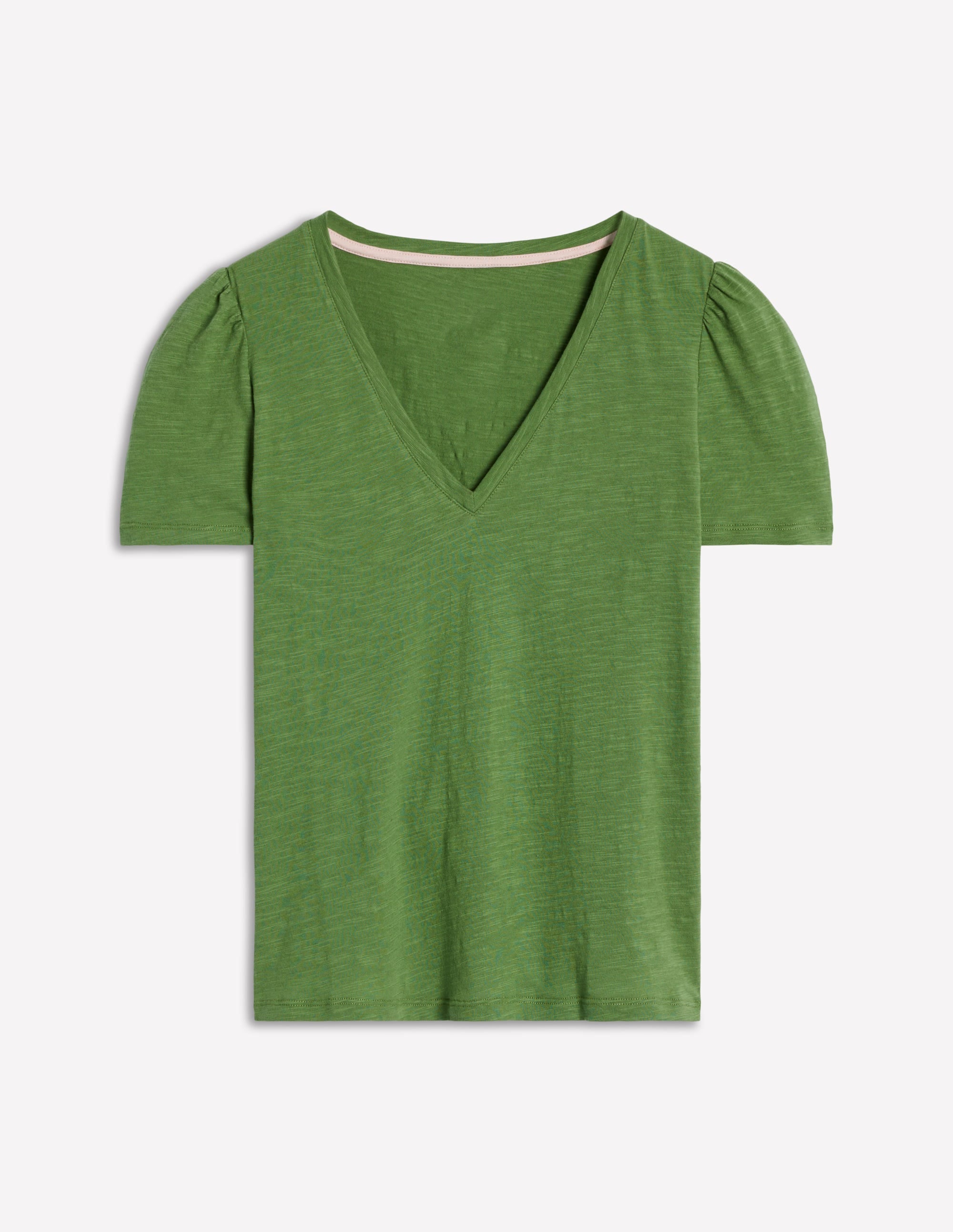 Sophie V-neck Slub T-shirt-Safari Green - Image 2