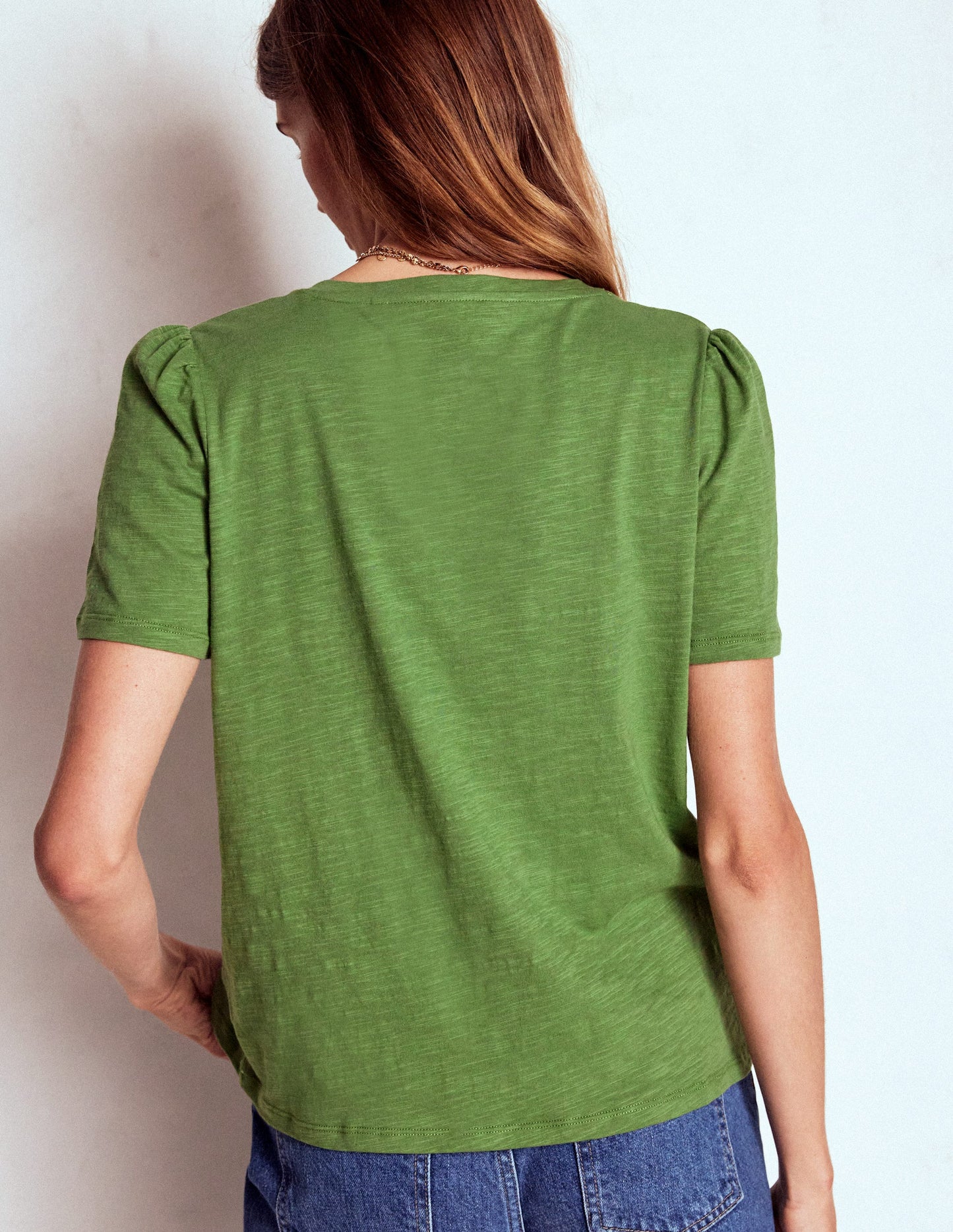 V Neck Slub T-shirt-Safari Green
