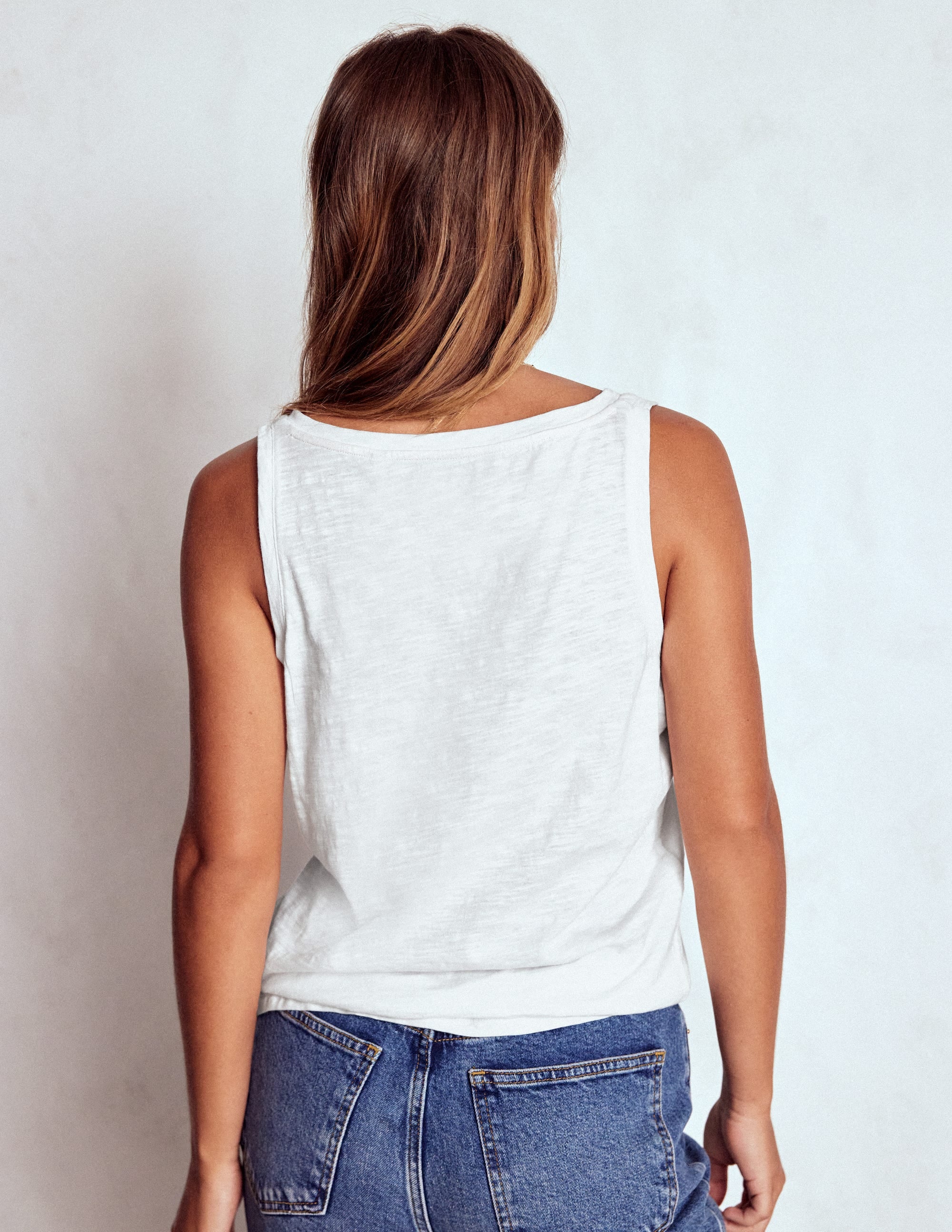Regular V-Neck Slub Tank-White - Image 3