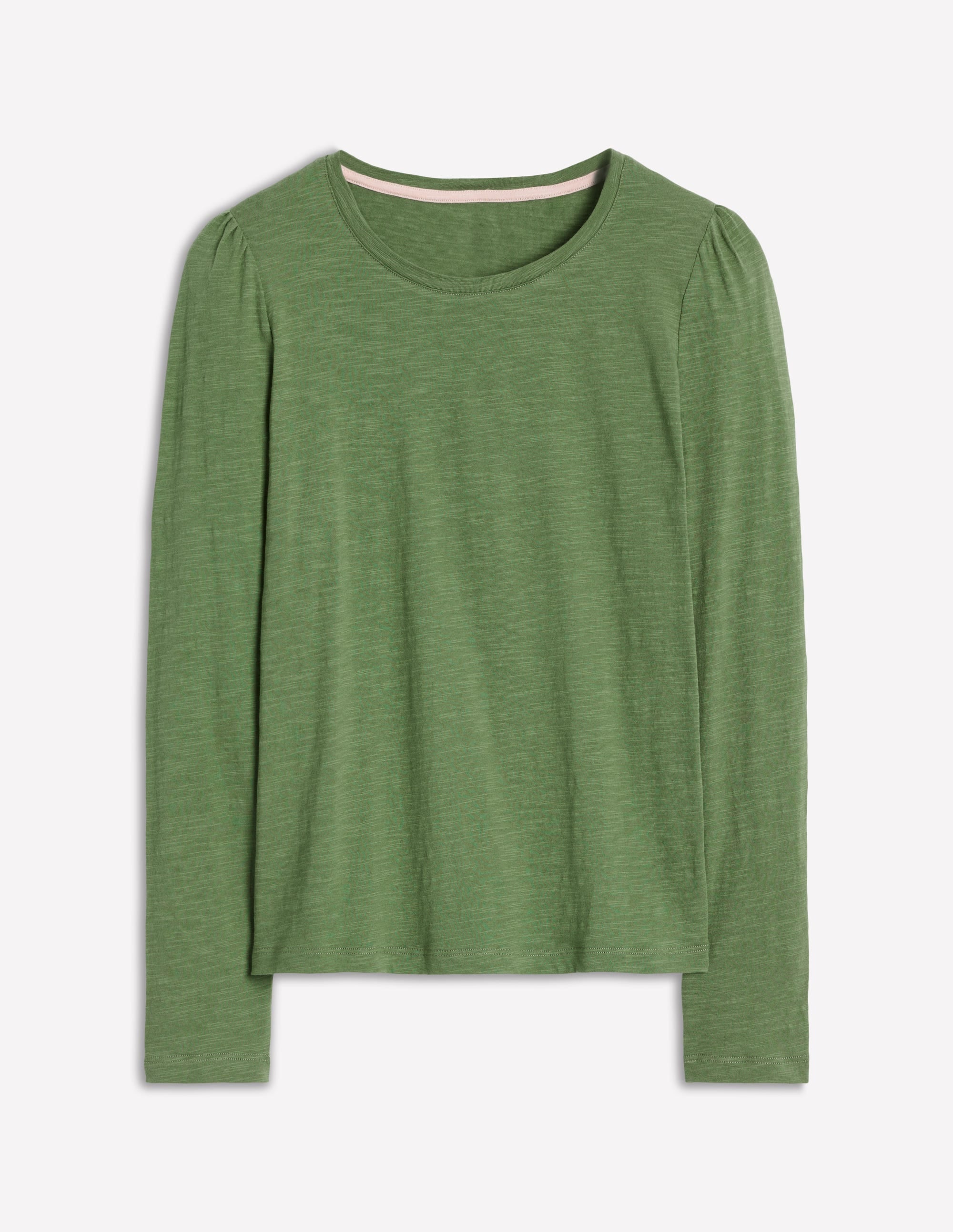 Cotton Crew Long Sleeve Top-Safari Green - Image 5
