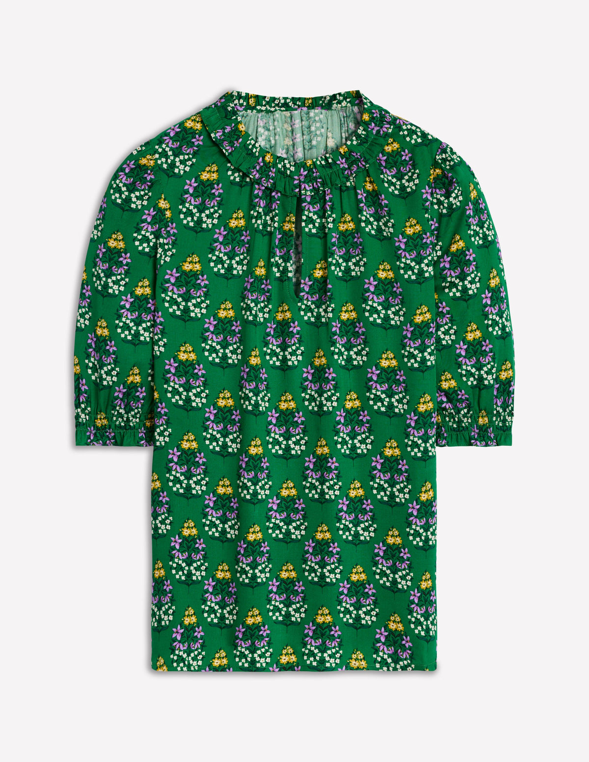 Ria Short Sleeve Top-Emerald, Wildflower Bouquet - Image 5