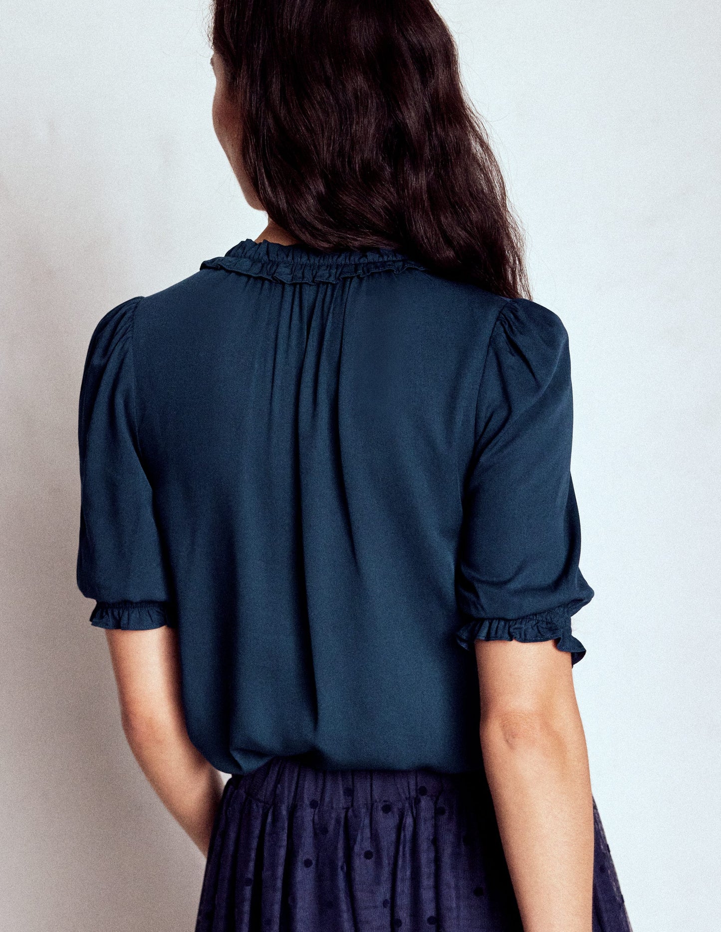 Ria Short Sleeve Top-Navy