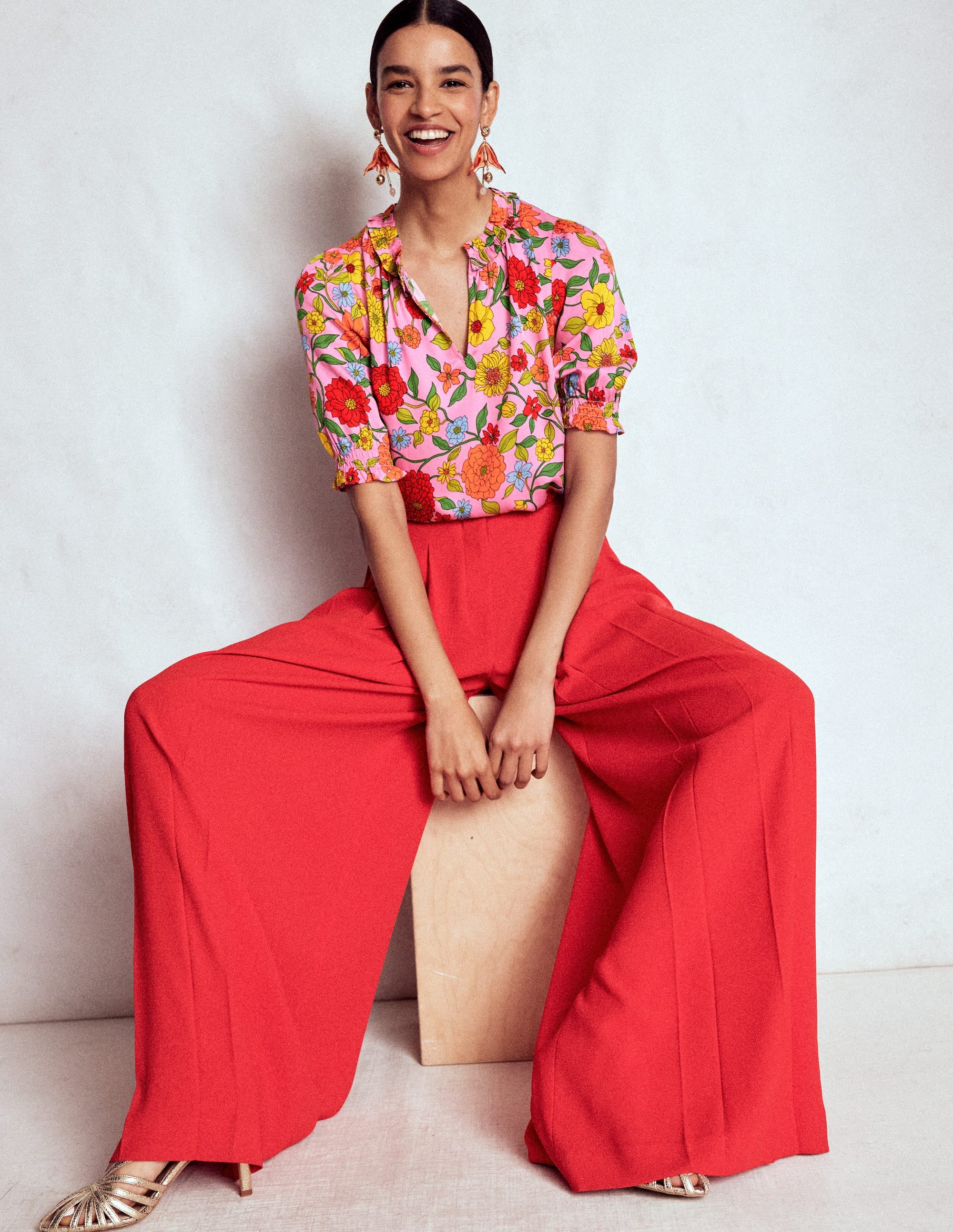 Ria Short Sleeve Top-Rose Bloom, Dahlia Trial - Image 1