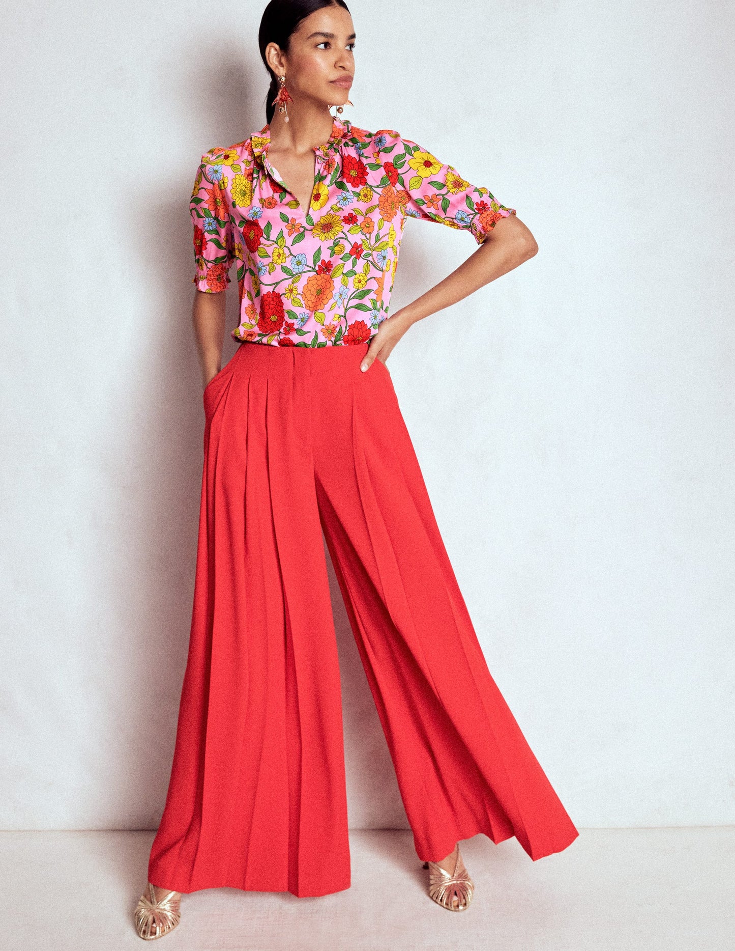 Ria Short Sleeve Top-Rose Bloom, Dahlia Trial