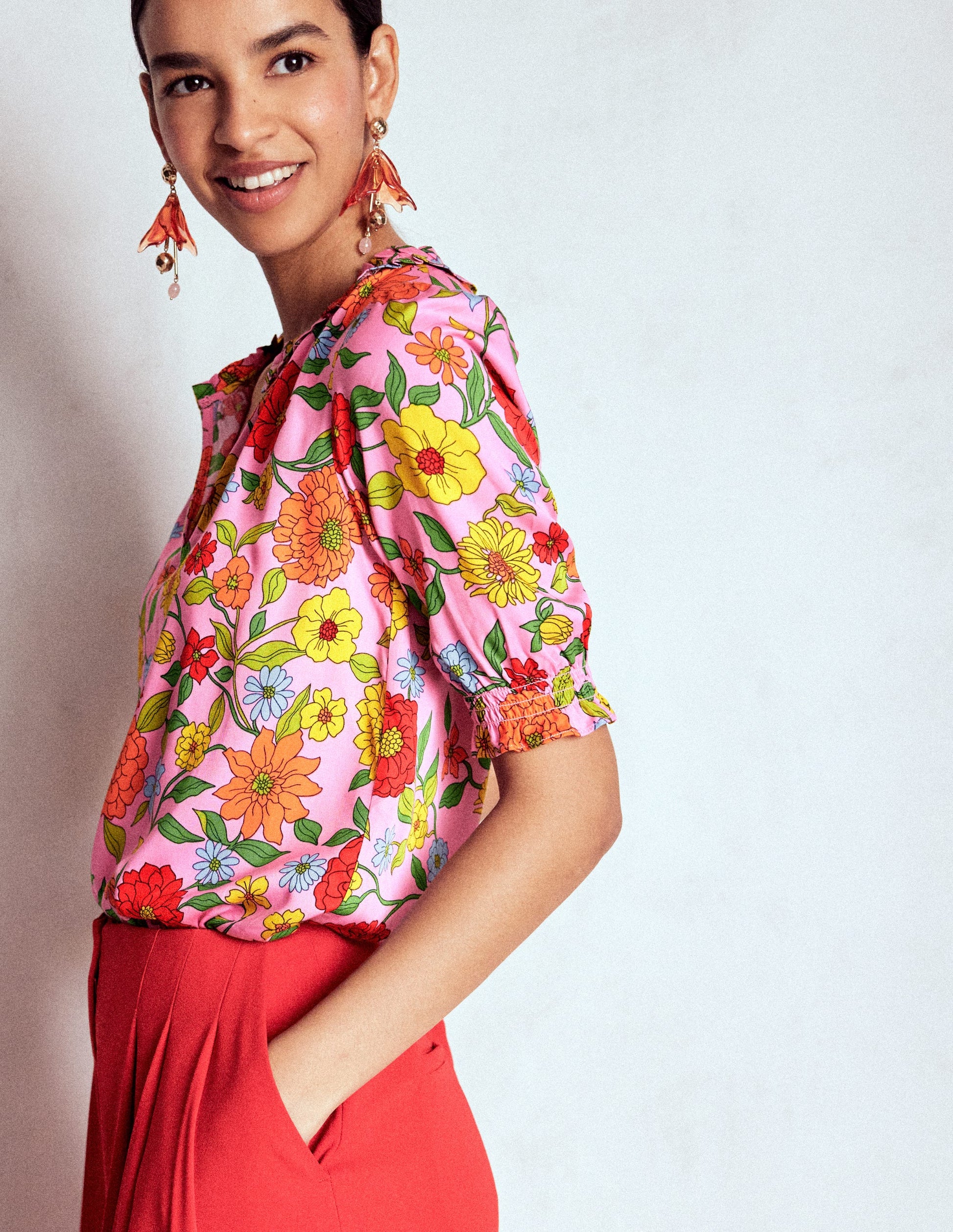 Ria Short Sleeve Top-Rose Bloom, Dahlia Trial-5