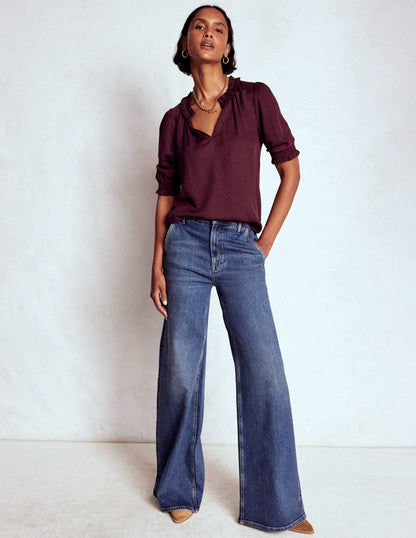 Ria Short Sleeve Top-Dark Cherry-1