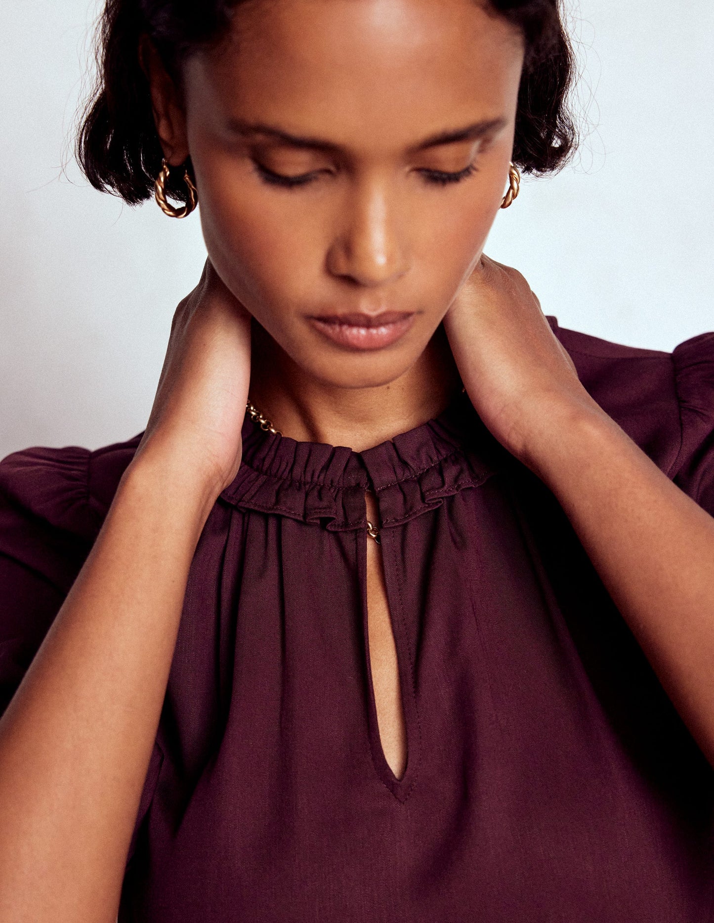 Ria Short Sleeve Top-Dark Cherry