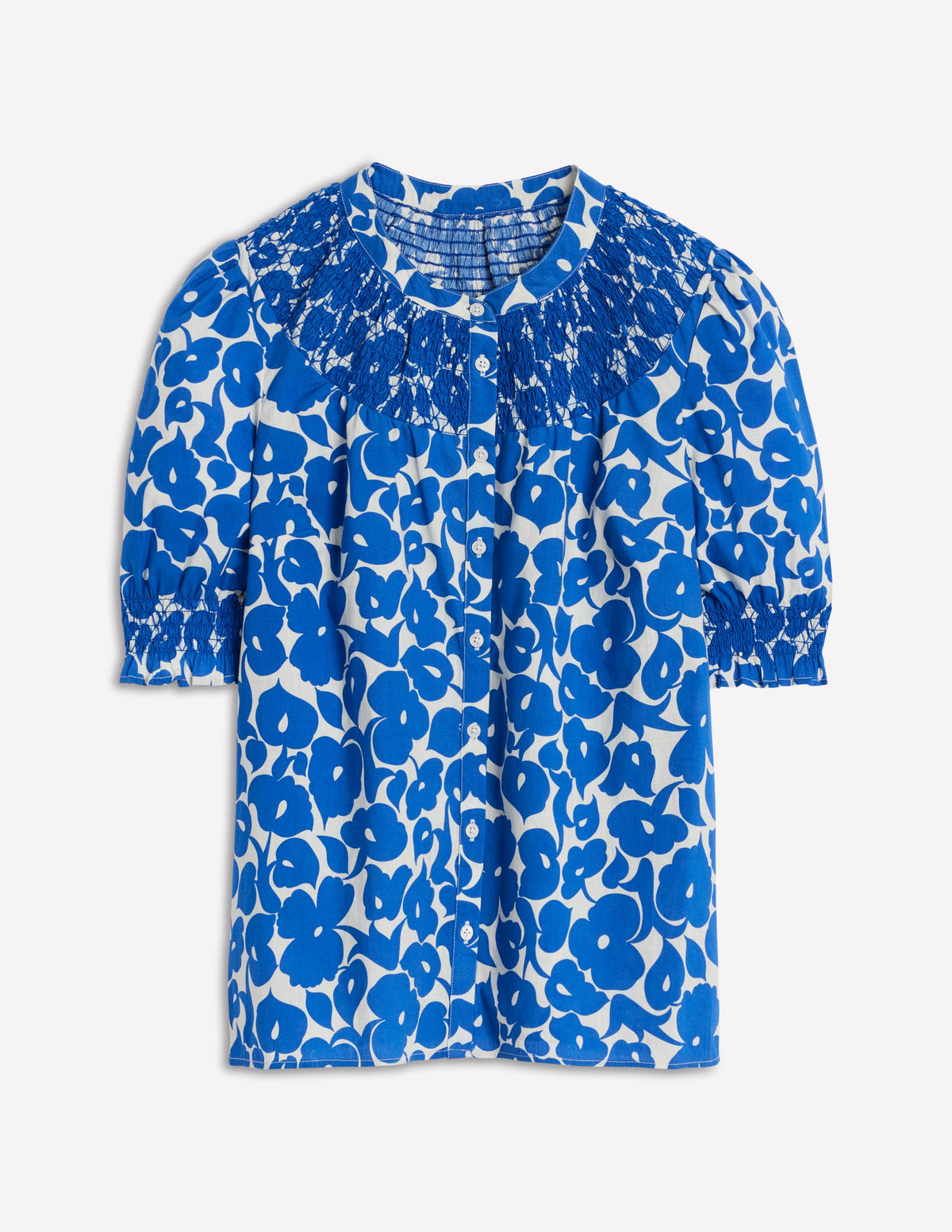 Effie Short Sleeve Top-Bright Blue, Leafy Grove - Image 5