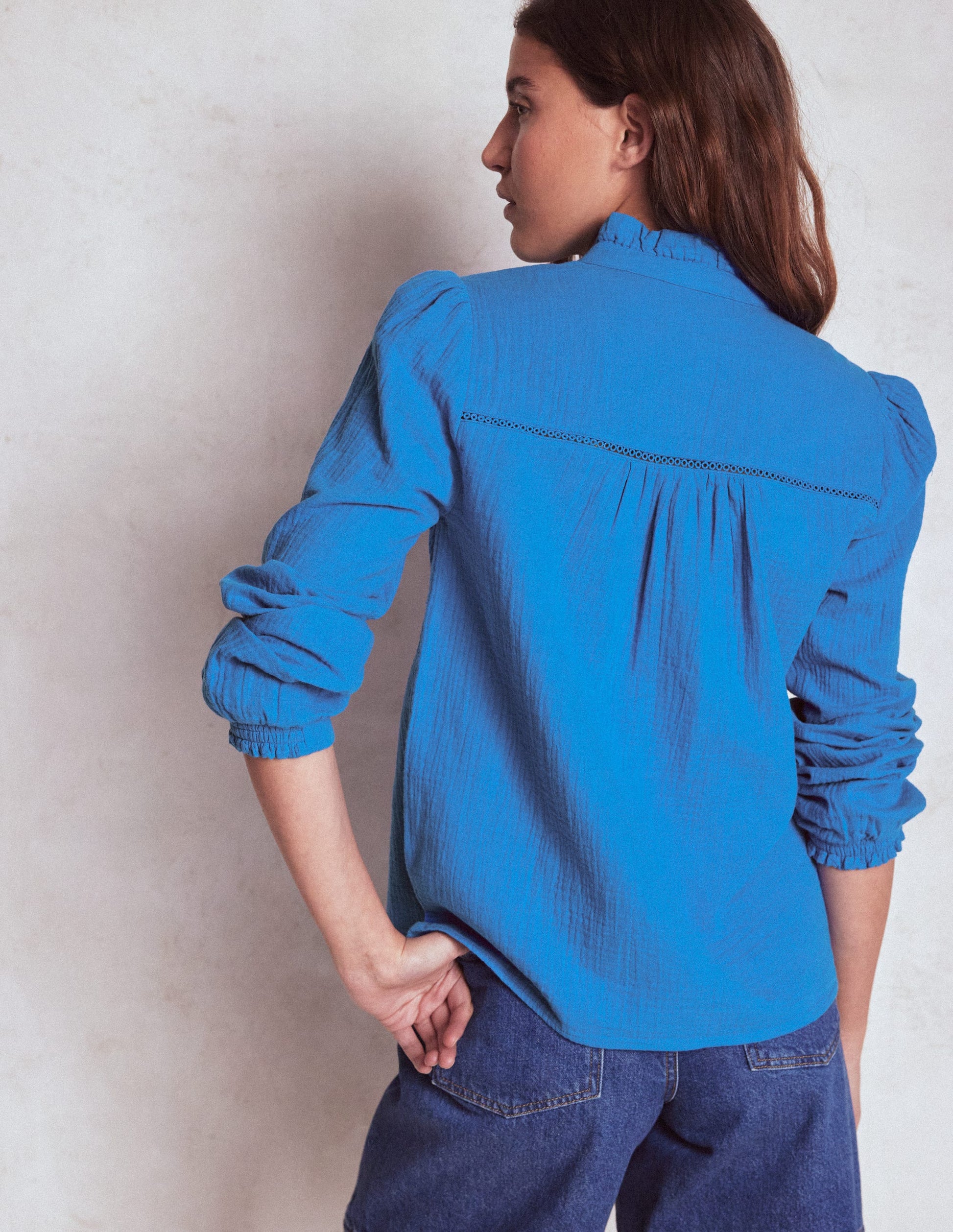 Helena Double Cloth Top-Kingfisher Blue-3