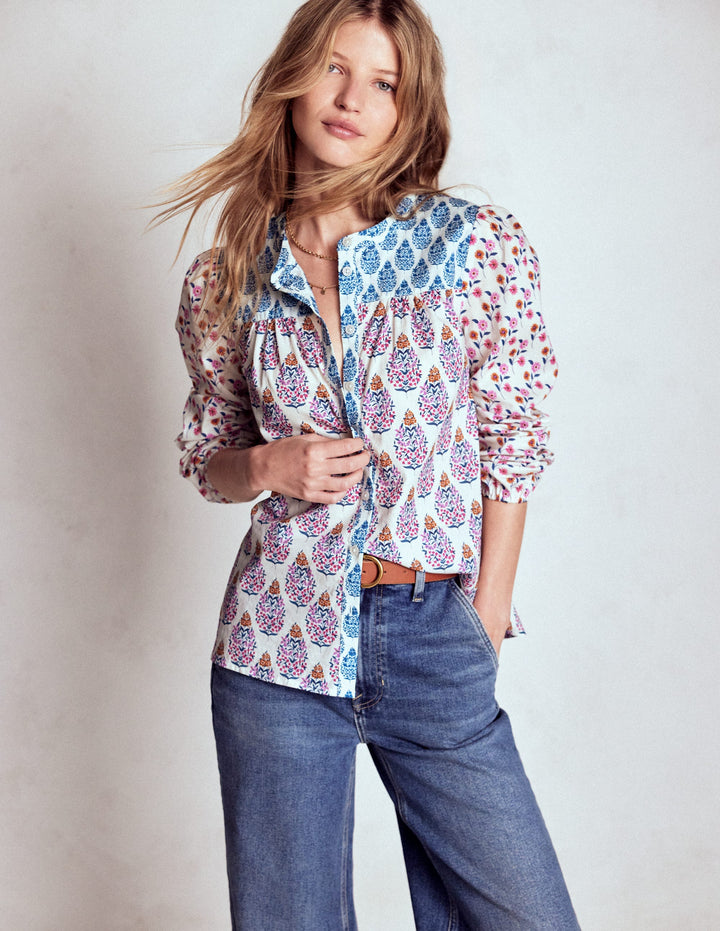 Corrine Cotton Top-Multi, Wildflower Bouquet